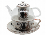 Arbatos rinkinys "tea for One" su katės motyvais