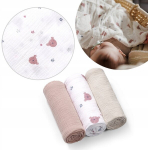 BabyOno itin mink&scaron;ti gofruoto muslino vystyklai, pilki, 3 vnt &ndash; 100 % medvilnė, 70&times;70 cm