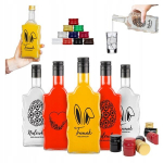 5x Stiklinės "fala" 500ml su Užra&scaron;u - Dovana, Likerio Butelis