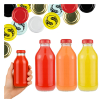 50 vnt. stiklinės 330ml buteliukai sultims su dangteliais
