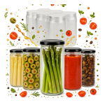 10x 500ml Long stiklainiai su dangteliais uogienėms, medui, daržovėms