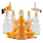 10x Stiklinės "eglutės" buteliukai 100ml su kam&scaron;teliu