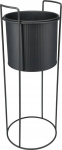 Metalinis gėlių vazonas ant stovo didelis 18,7x50,8 cm matinės juodos spalvos