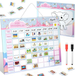 Montessori Magnetinis Savaitės Planuoklis Vaikams Rožinis Vienaragis 247 Magnetukai