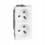 Simon 500 dvigubas elektros lizdas, baltas, 16a, 250v