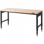 Darbo stalas, reguliuojamo auk&scaron;čio, 182.9x63.5x100.3 cm, medinis stalvir&scaron;is, su laikymo vieta