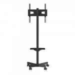 TV staliukas, mobilus reguliuojamo auk&scaron;čio TV stovas su ratukais, 50.5x41.5x153.8 cm, juodas, plienas