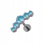 Titano labret su mėlynais cirkoniais 1.2/6 mm