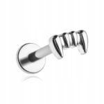 Titaninis "vampyro Ilčių" Labret Auskaras, Sidabrinis 1.2/6mm