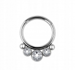 Titano Clicker Auskaras, Sidabrinis 1.2/8 mm, su Cirkoniu