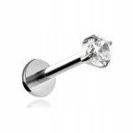 Titaninis labret auskaras su cirkoniu 1.2/8/4 mm