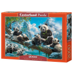 Dėlionė Castorland &bdquo;Pandų žiemos pramogos&ldquo; 2000 detalių, vaizdingas žiemos motyvas