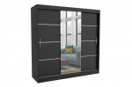 Windsor 200 Tomy moderni stumdomų durų spinta su veidrodžiu, juoda &ndash; 200x200x60 cm