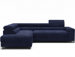 L formos kampinė sofa Colesio modelis &ndash; mėlyna, su miego funkcija, su patalynės dėže