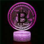 3d Led Bitcoin Naktinė Lempa, 16 Spalvų + Nuotolinio Valdymo Pultelis