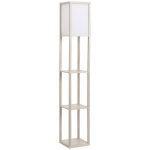 Pastatoma lempa su 3 lentynomis E27 26x26x160 cm ąžuolas balta 1 vnt