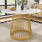 Apvalus valgomojo stalas MDF marmuro imitacija metalinės kojos 80x80x76 cm 1 vnt