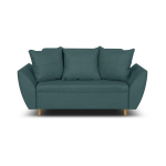 Dviejų vietų sofa&ndash;lova ALI, turkio spalvos, kompakti&scaron;ko dydžio, su miegojimo funkcija