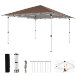 Costway 3,5 x 3,5 m sodo paviljonas, reguliuojamo auk&scaron;čio,rudas