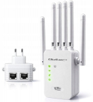 &bdquo;Qoltec&ldquo; WiFi signalo stiprintuvas | Kartotuvas | Prieigos ta&scaron;kas | N300 | 6 antenos | 2x RJ45