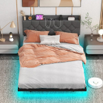 Pilkas spalvos LED lovos rėmas 200x140 cm, Pilkas spalvos LED lovos rėmas 200x140 cm