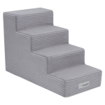 Welsti laiptai &scaron;unims 40 cm 4 laipteliai, pilkas Kordinis velvetas iki 10 kg