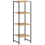Bambukinis ir plieninis stovas, 4 lentynos, 36,5x33x110 cm, 1 vnt