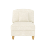Chenilės sofa be porankių, balta, su 1 pagalve