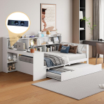 Miegamasis sofa, 90x200 cm, su stalčiu ir lentynomis, 1 vnt