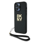 iPhone 14 Pro dėklas - DKNY - Atlenkiama saugos detalė - Juodas oda - Pusiau kietas - Unisex