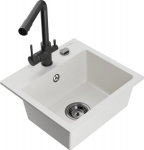 Mexen Milo granitinis 1-dubens plautuvė su virtuviniu mai&scaron;ytuvu Duero, baltas - 6505-20-671600-70, 435 x 410 x 171 mm