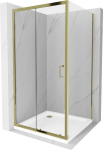 Du&scaron;o kabina Mexen Apia su padėklu ir sifonu, Gold+White/Gold, 140 x 90 cm