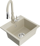 Granitinė virtuvinė plautuvė Mexen Milo su mai&scaron;ytuvu ir sifonu, Beige