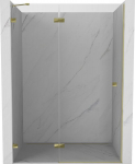 Mexen Lunar kairinės pusės du&scaron;o durys 130 cm, permatomos, auksinės - 834-130-000-50-00-L