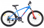 MTB kalnų dviratis 26 colių Tiger Bike Shimano 7 pavarų Amortizatorius Plonios/Platūs padangos Diskiniai stabdžiai Bekelės dviratis mėlynas-oranžinis