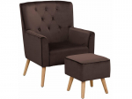 Fotelis su pufu Mandy Velvet, rudas