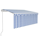 Markizė su uždanga/LED/vėjo jutikliu vidaXL, 3,5x2,5 m, mėlyna, Mėlyna