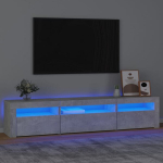 Tv spintelė su led ap&scaron;vietimu, betono pilka, 195 x 35 x 40 cm