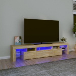 Televizoriaus spintelė su led ap&scaron;vietimu, ąžuolo, 200 x 36,5 x 40 cm