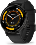 Garmin Venu&reg; 3 Slate Stainless Steel Bezel with Black Case and Silicone Band