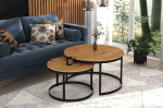 Kavos staliukų komplektas ADRK Furniture Okin, rudas/juodas