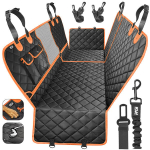 Automobilinis kilimėlis su saugos diržu &scaron;unims Ragi, 35x134 cm, juodas/oranžinis