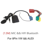 Automobilinis Bluetooth AUX laisvų rankų įrangos 8 kontaktų adapteris A2DP muzikos garso laidas skirtas Audi A2 A3 8L 8P A4 B5-B7 A6 4B A8 4D skirtas VW Skoda Seat, 1.5M mikrofonas