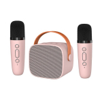 Belaidis Bluetooth garsiakalbis su mikrofonu Karaoke garsiakalbis Modelis: P2 Dual Microphone Pink