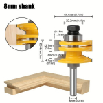1 vnt. 1/2 kotas/ 8mm kotas Stiklo Durų Pjovimo ir Frezavimo Įrankis., 8 mm kotas