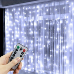 LED užuolaidų lemputės su nuotolinio valdymu, baltas