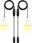 Led kempingo lempa su jungikliu, 2 vnt. įkraunama lemputė, 7 W, palapinės lempa, pritemdoma, 3 &scaron;viesos režimai, 2700-5000 K, avarinis žibintas su kabliuku, Usb 1,9 m kabelio lemputė, ne&scaron;iojamas lauko žibintas