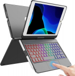 Dėklas, skirtas ipad 9th generation 10.2 inch 2021, multi-touch ir su ap&scaron;vietimu, 360 laipsnių pasukimas ir pie&scaron;tuko laikiklis, apsauginis dėklas su bluetooth ap&scaron;viesta klaviatūra, skirtas ipad 10.2