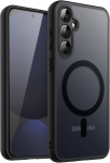 Jetech magnetinis dėklas, skirtas samsung galaxy s24 fe, suderinamas su magsafe, permatoma matine nugara, smūgiams atsparus telefono dėklas (juodas)