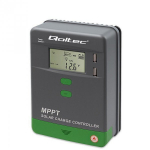 &bdquo;Qoltec&ldquo; saulės energijos MPPT įkrovimo reguliatorius su temperatūros jutikliu, 10 A | 12 V / 24 V | LCD | 2 x USB | &bdquo;Bluetooth&ldquo; | programėlė | GEL | LiFePO4